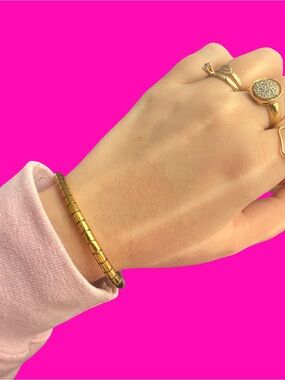 Gold Stretch Tile Bracelet - Women Jewelry